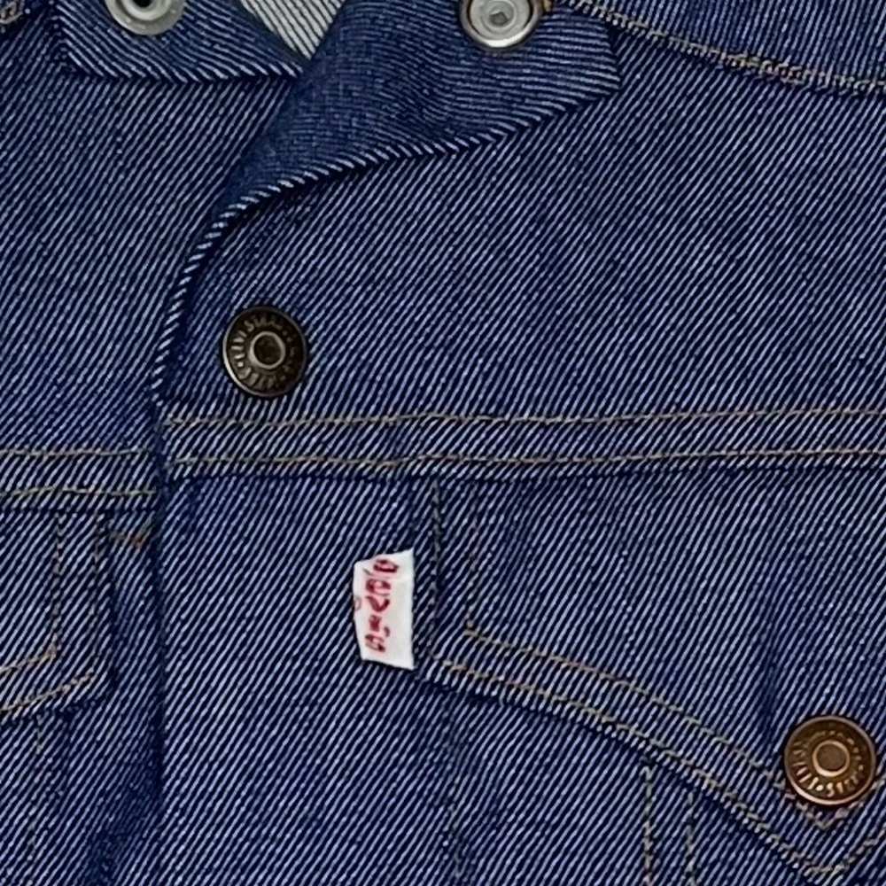 Vintage Levi's Denim Trucker Jacket White Tab Red Letters 1970's Youth SZ 16 - Picture 9 of 9